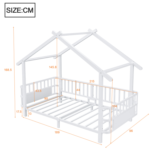 Dimensions du lit enfant maison 90x200 cm