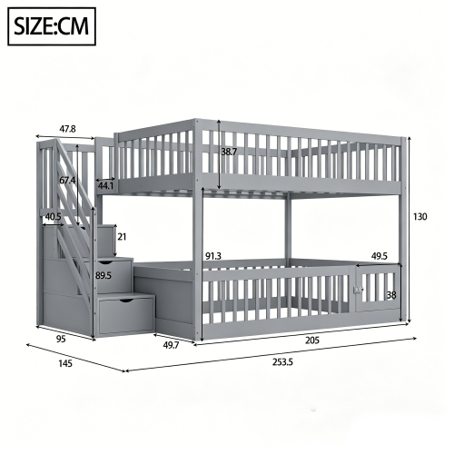 Dimensions du lit superposé enfant avec escalier