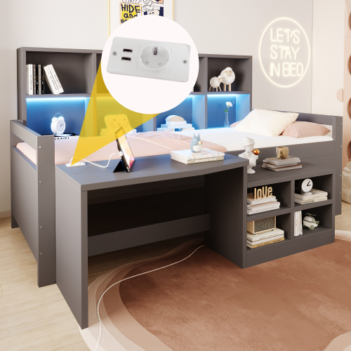 Deux ports USB et prise ronde intégrés au lit