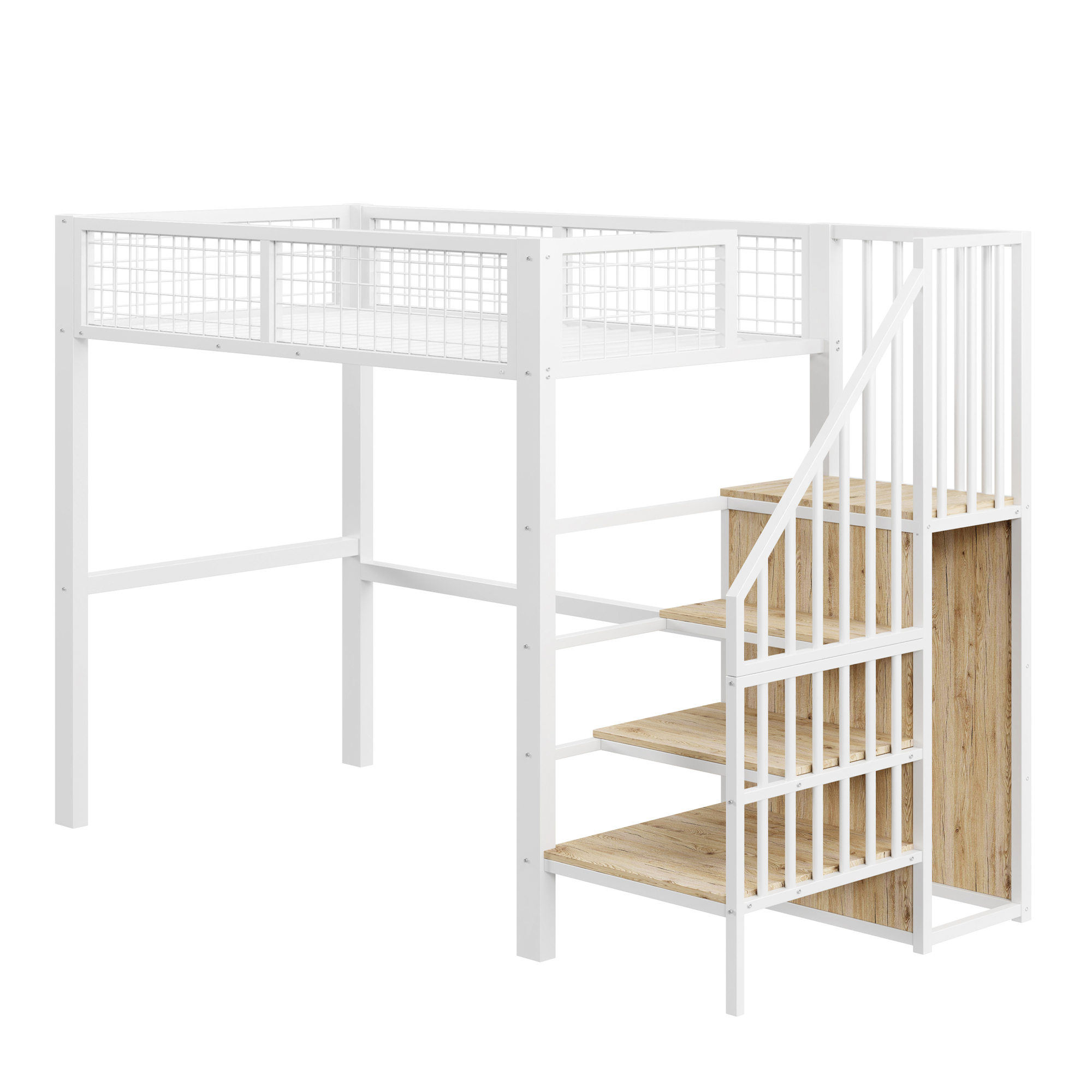 Lit mezzanine 90 x 200 cm en métal avec cadre en f - image 7