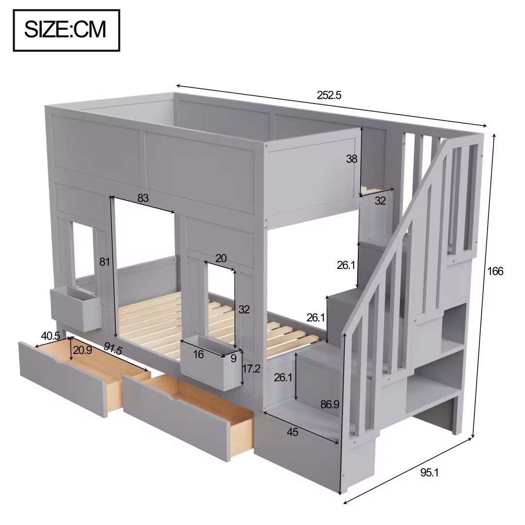 Dimensions lit mezzanine enfant 90x200 cm