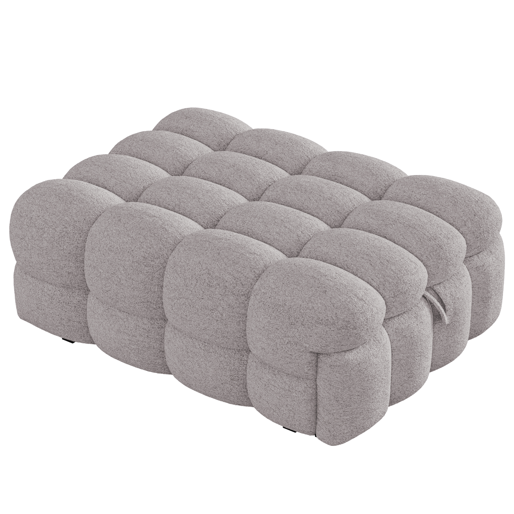 Lit pouf convertible 2-en-1 en tissu bouclé gris, - image 13