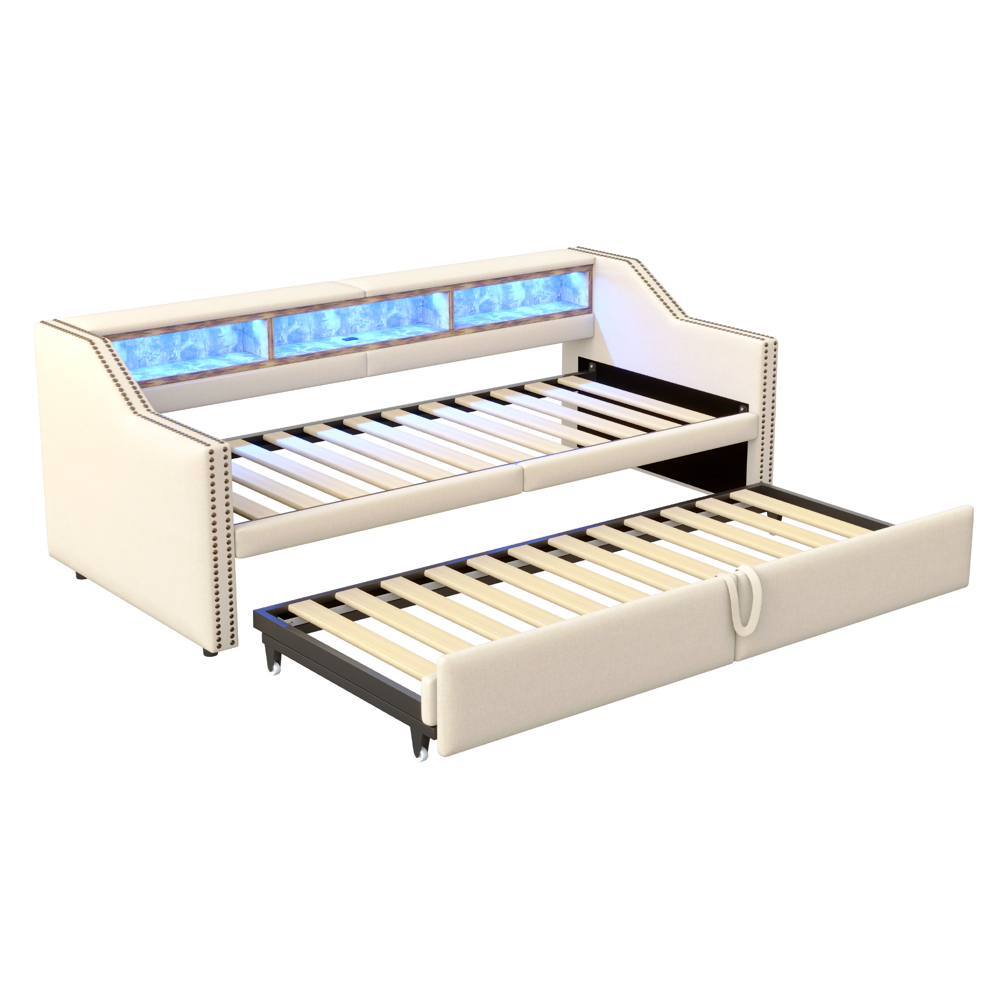 Canapé-lit en lin FSC avec lit escamotable 180×200 cm, pour salon et chambre, écologique, respirant, sommeil agréable, utilisation simple, design polyvalent, confort et durabilité, style naturel - image 6