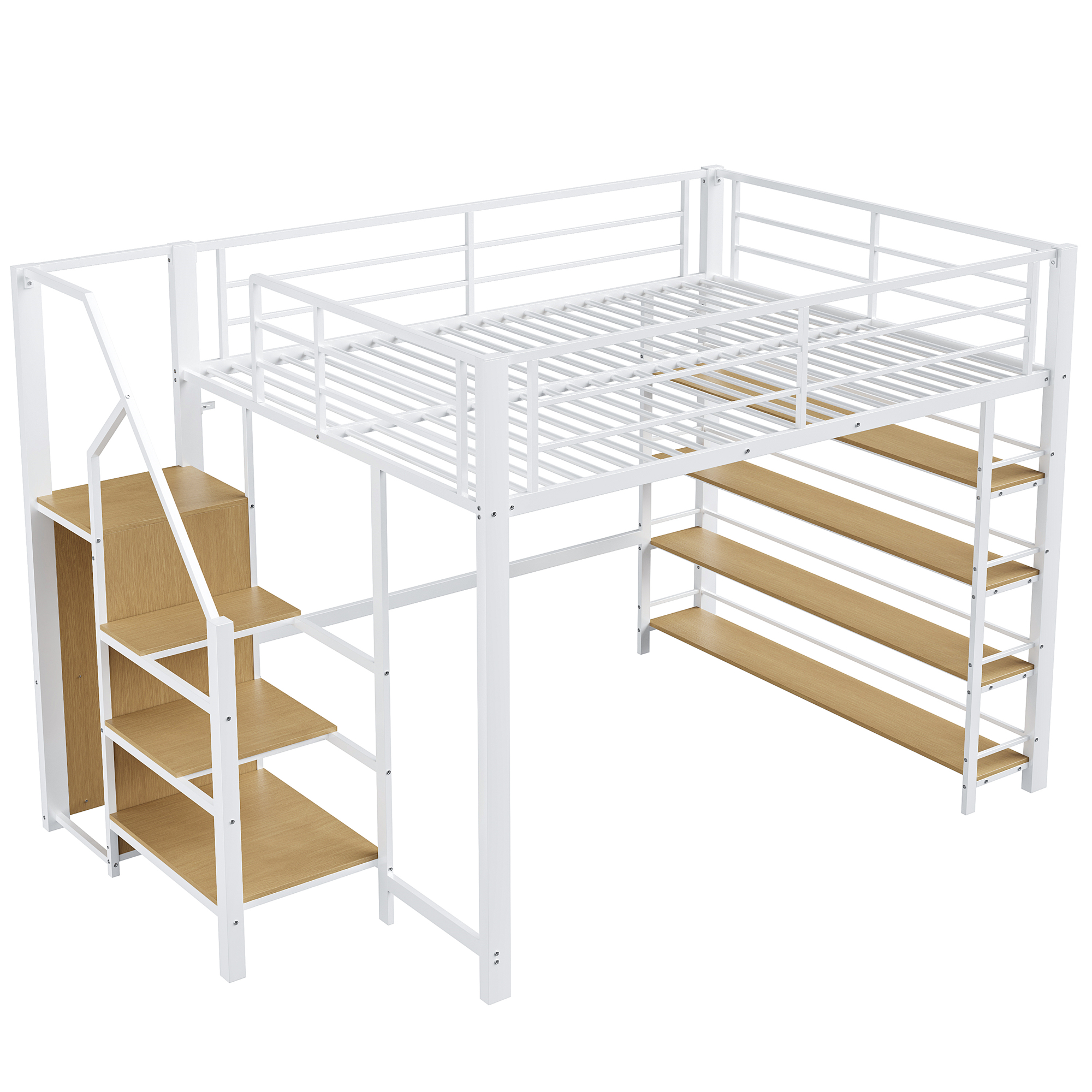 Lit mezzanine 140x200 cm gain de place 255x145x170,5 cm en métal Blanc - points forts 1