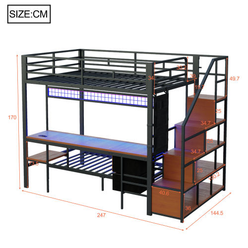 Dimensions du lit mezzanine deux couchages avec bureau