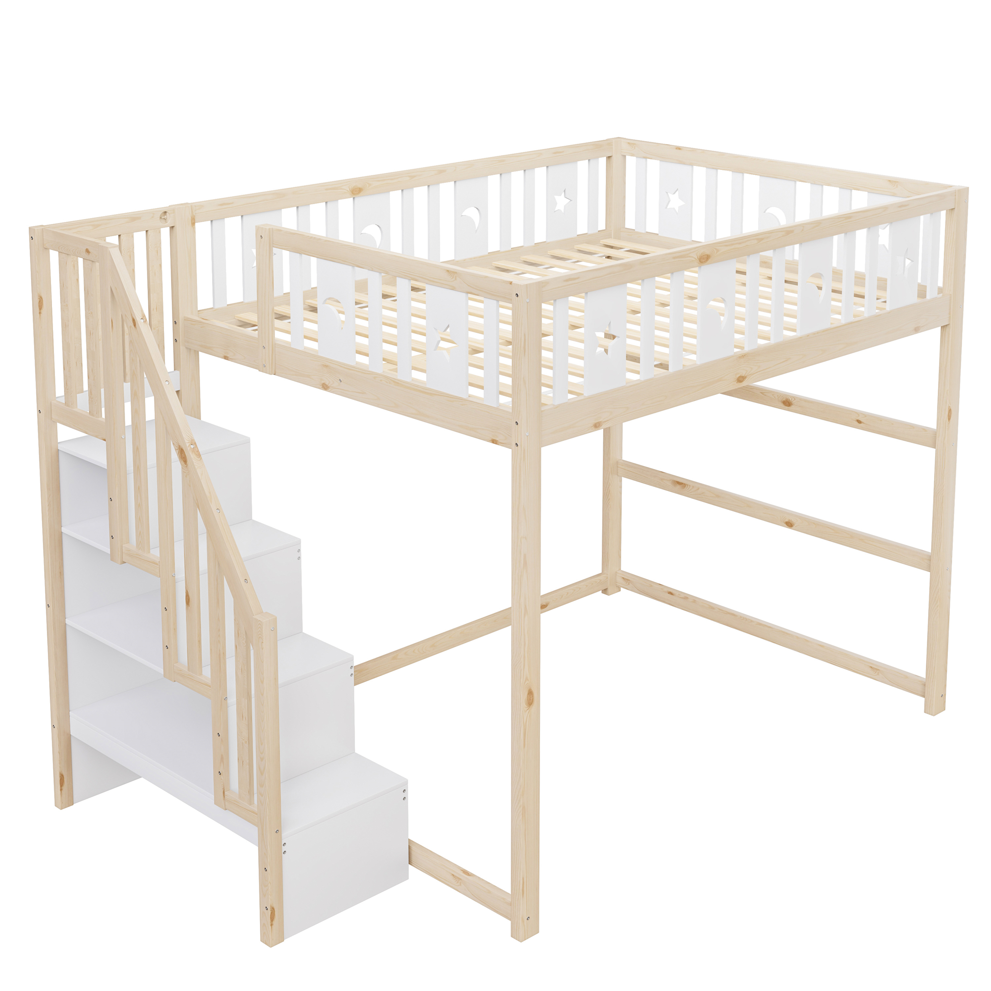 Lit mezzanine enfant en bois massif avec échelle l - image 5