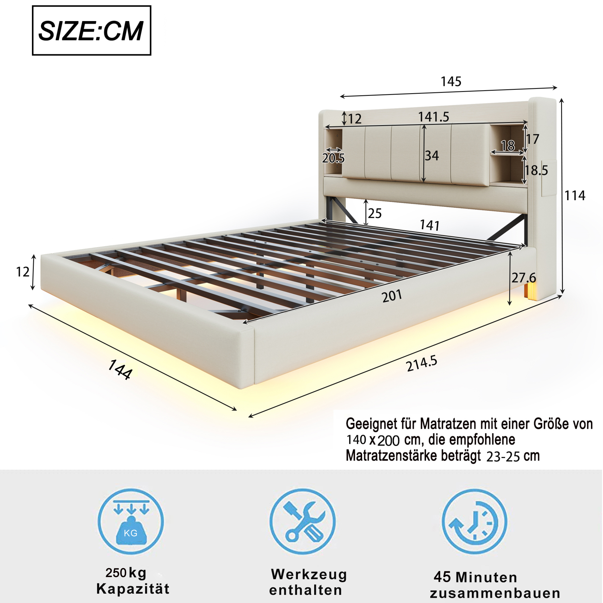 Structure métal robuste et charge 250 kg