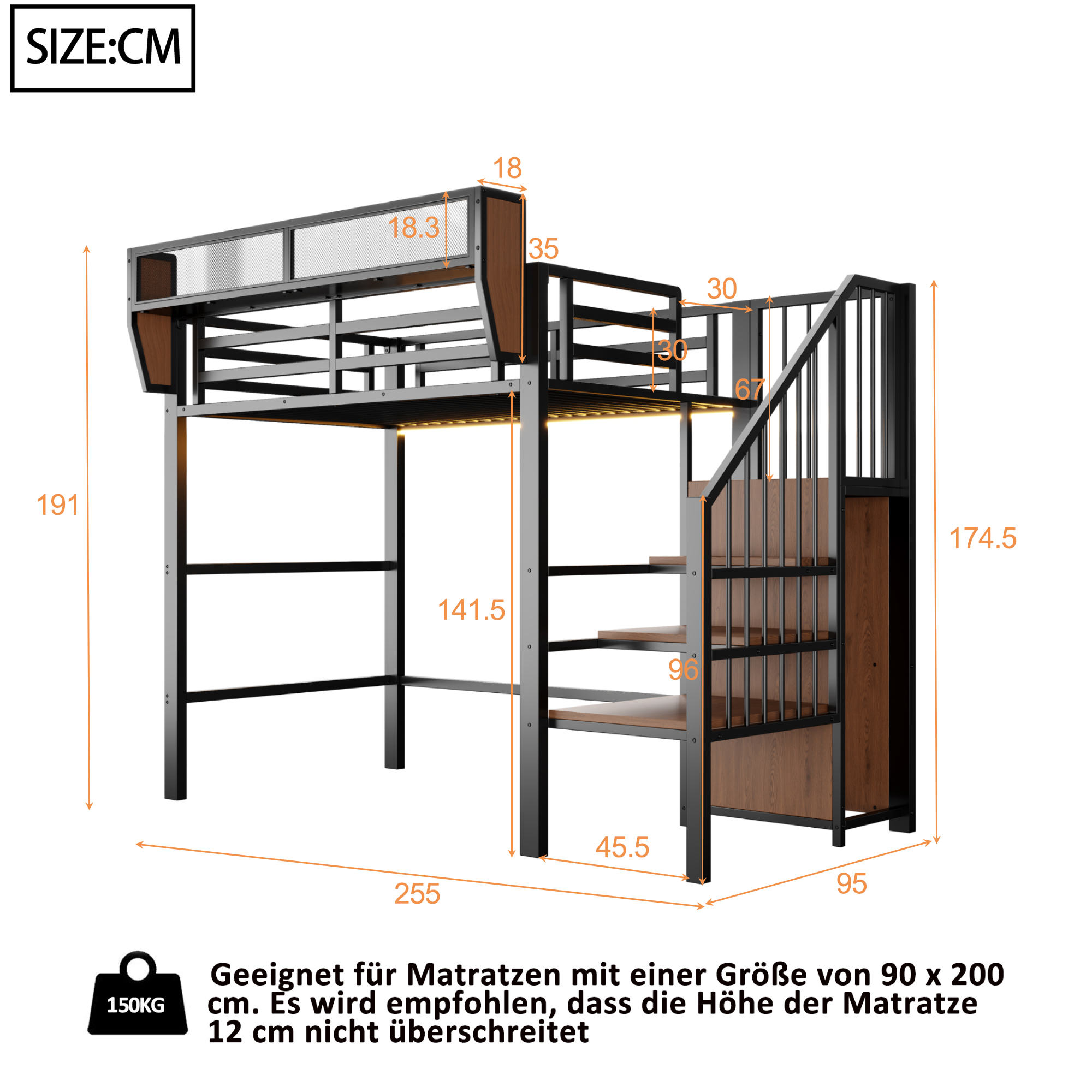 Dimensions du lit superposé