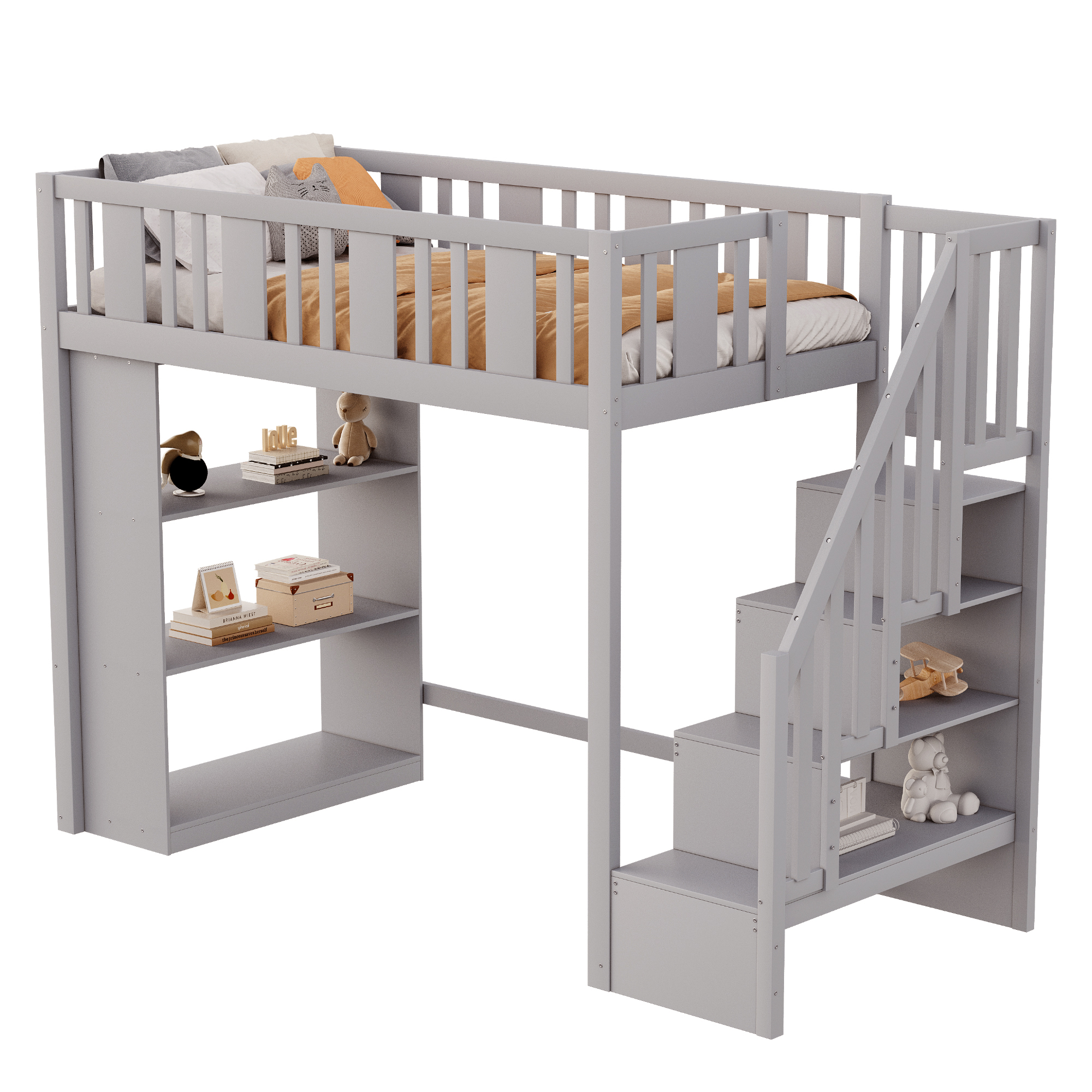 Lit mezzanine en bois de pin massif avec échelle d - image 1