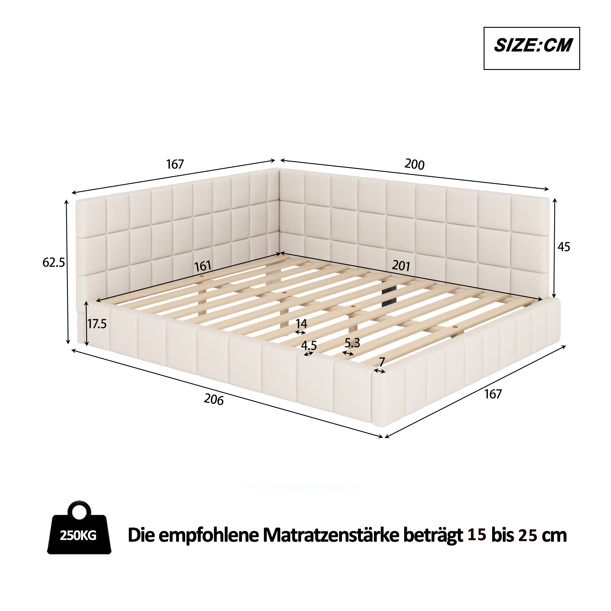 Lit canapé velours beige 160x200