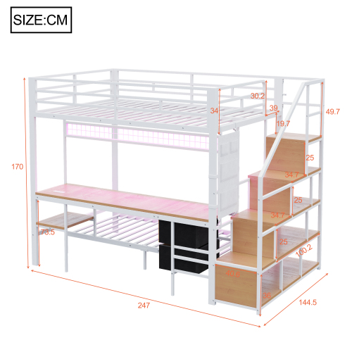 Dimensions du lit mezzanine deux couchages avec bureau