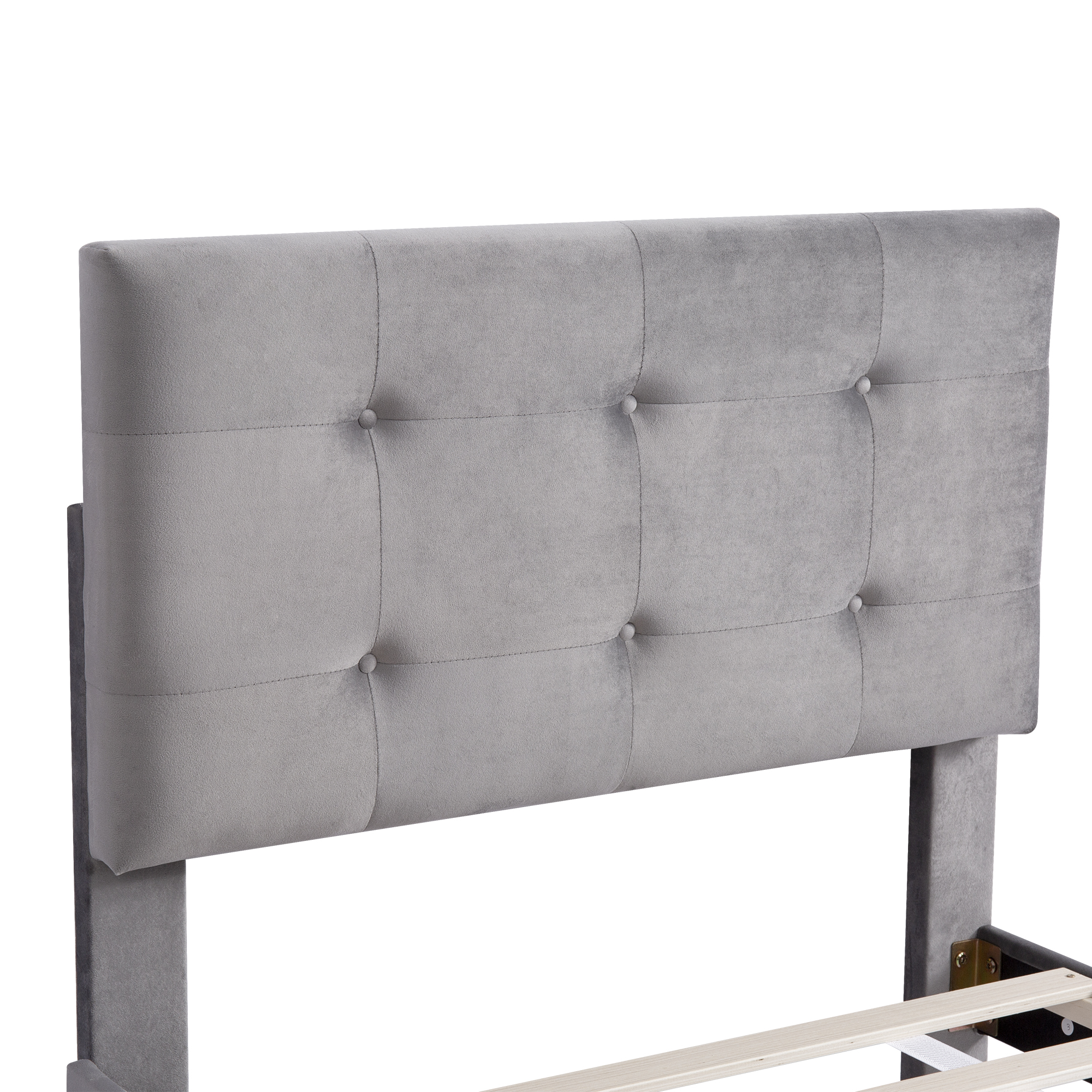 Lit plateforme classique avec tiroir, velours, cadre acier interne, pour enfant, ado et invité, pas de sommier nécessaire, rangement supplémentaire, design intemporel, confort et durabilité, style classique - image 13