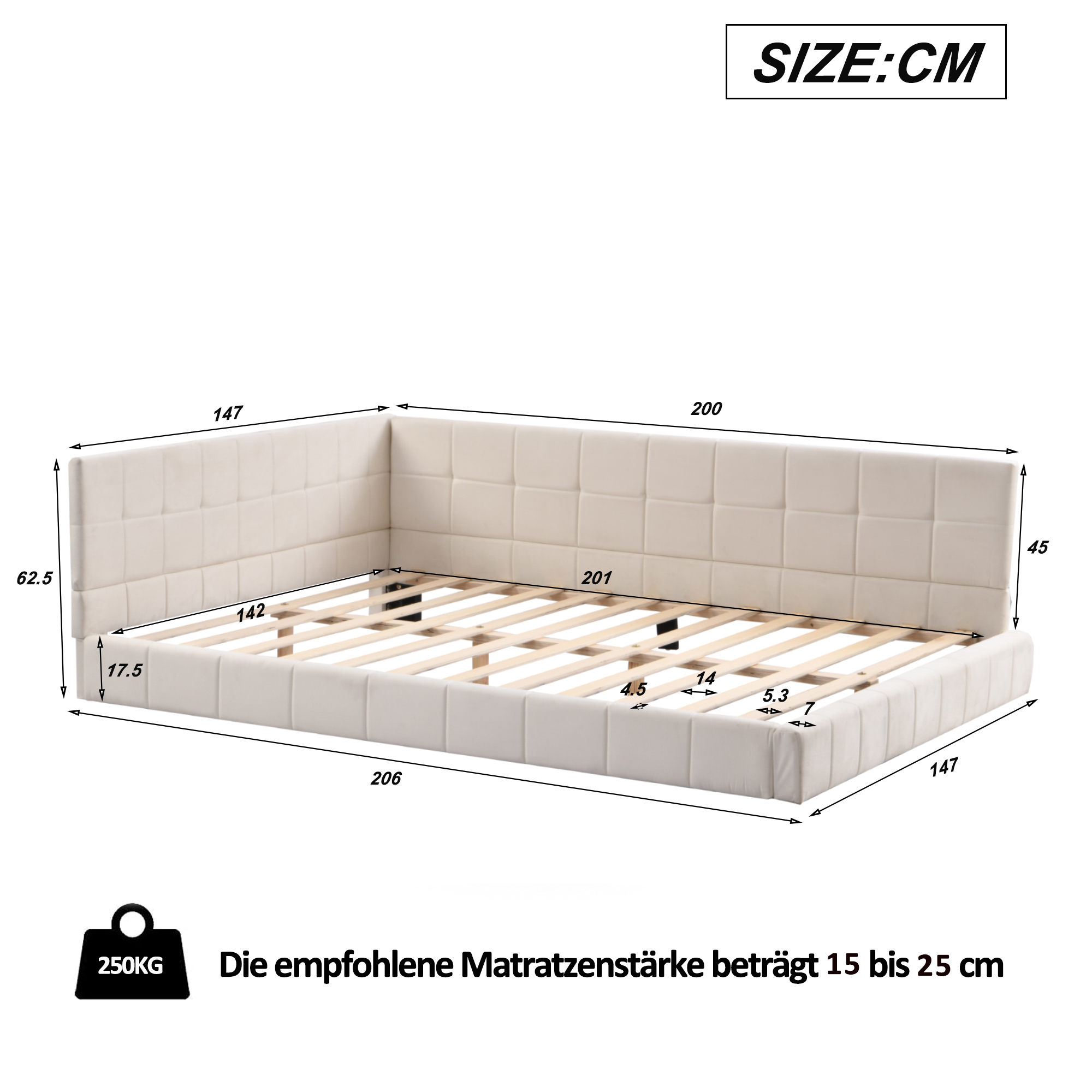 Lit canapé velours beige