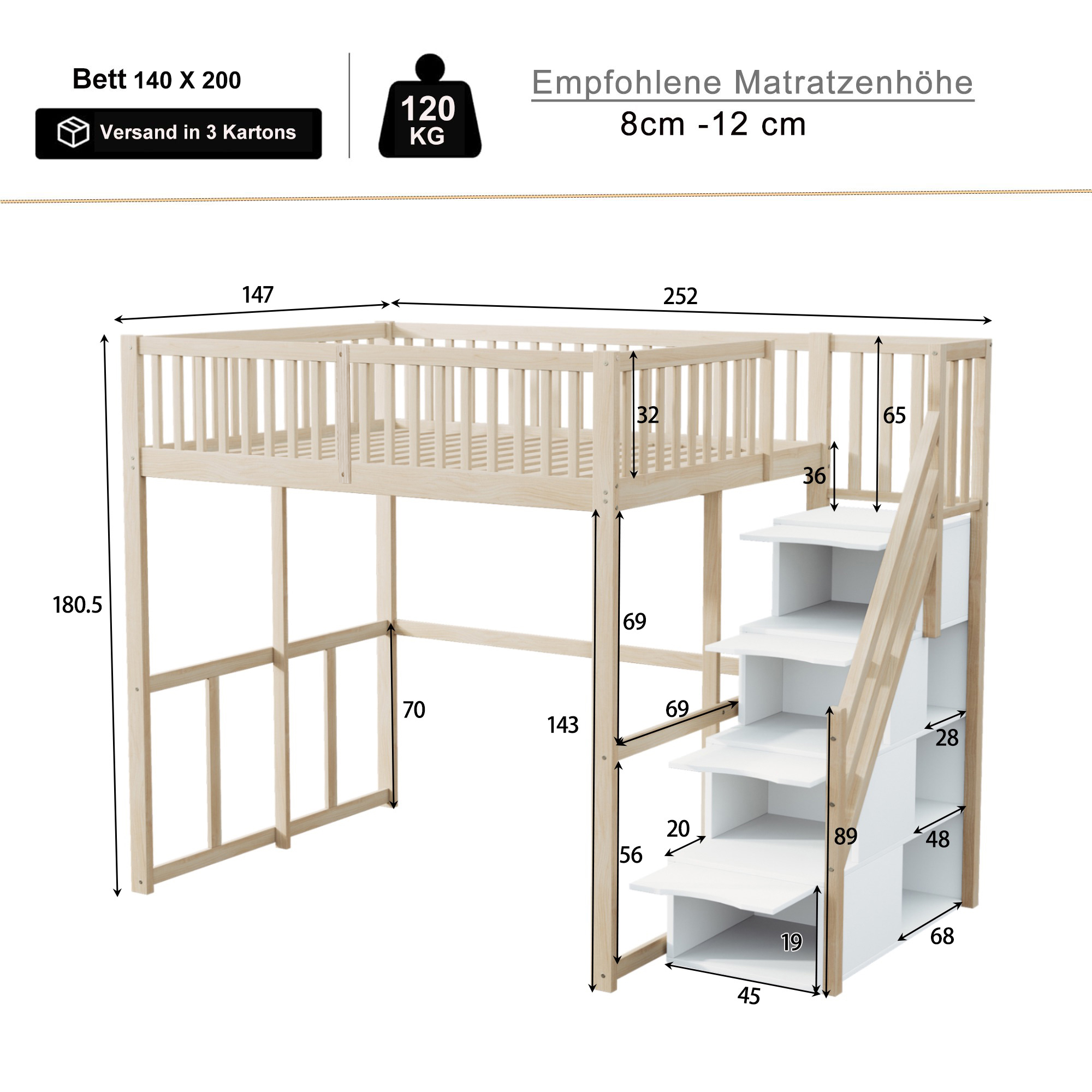 Dimensions du lit mezzanine