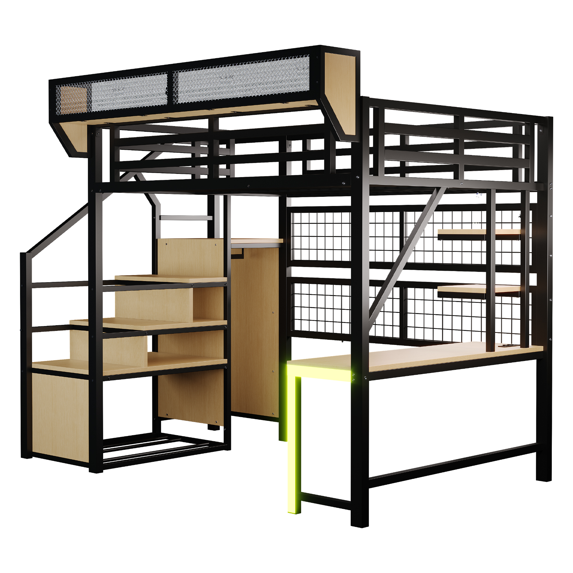 Lit mezzanine gain de place 255x145x191 cm en métal Noir - points forts 1