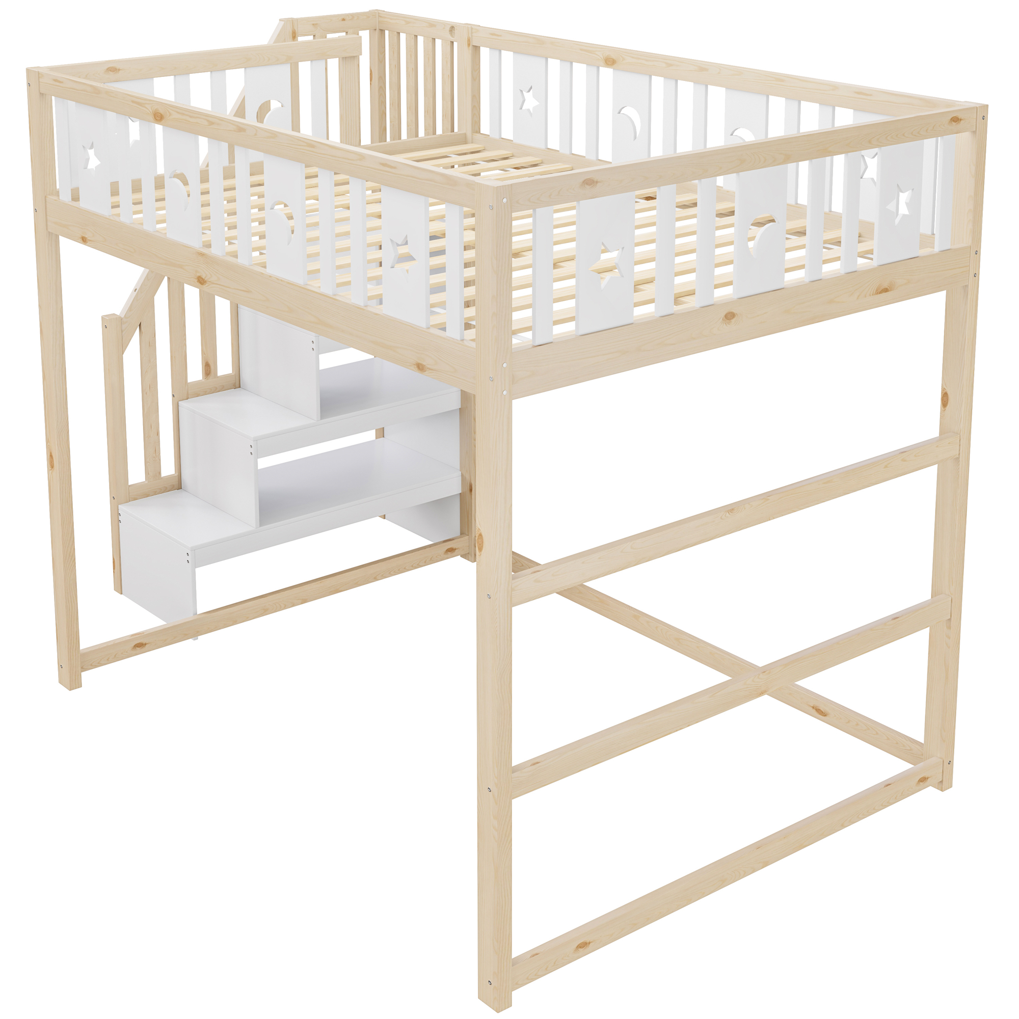 Lit mezzanine enfant en bois massif avec échelle l - image 7