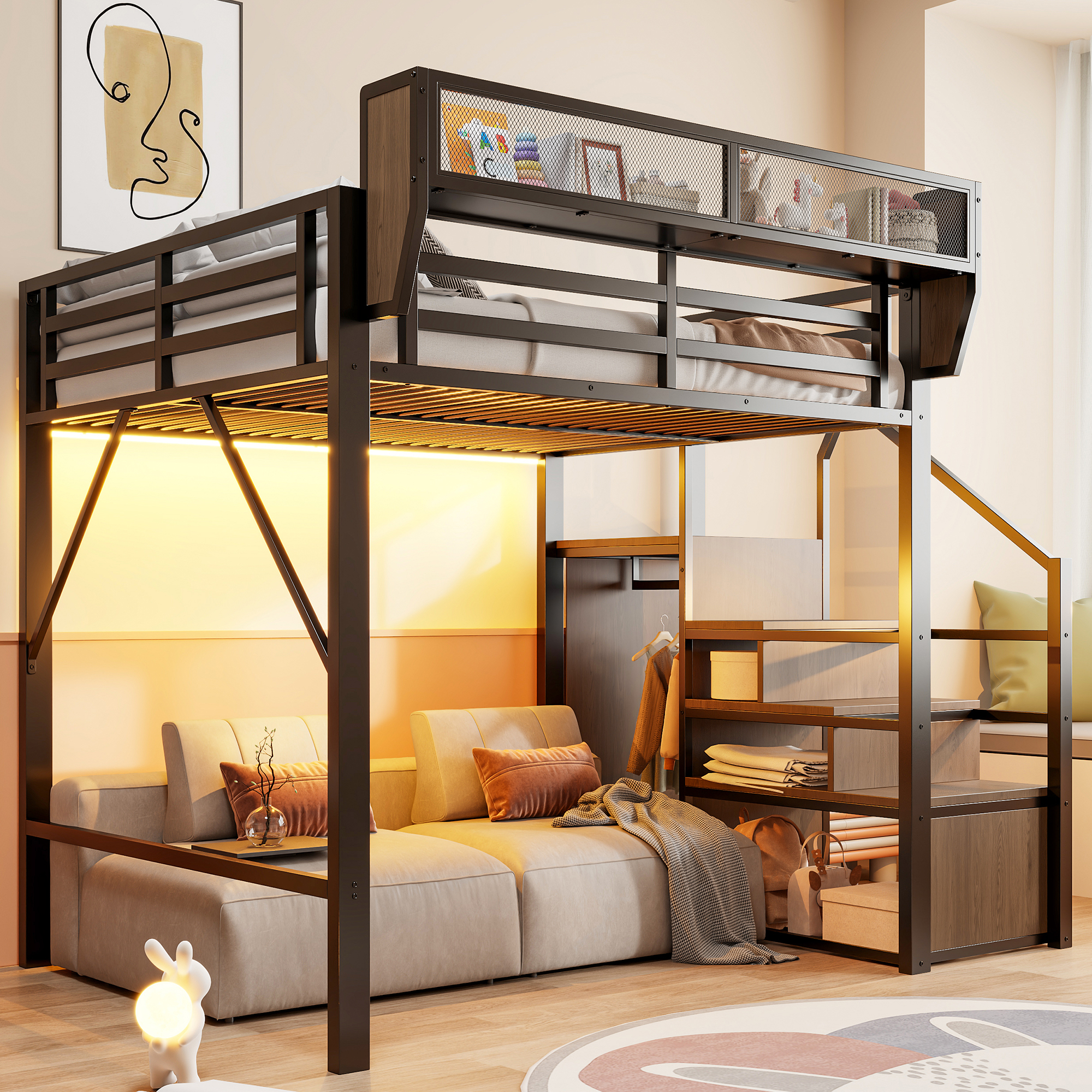 Lit mezzanine avec LED