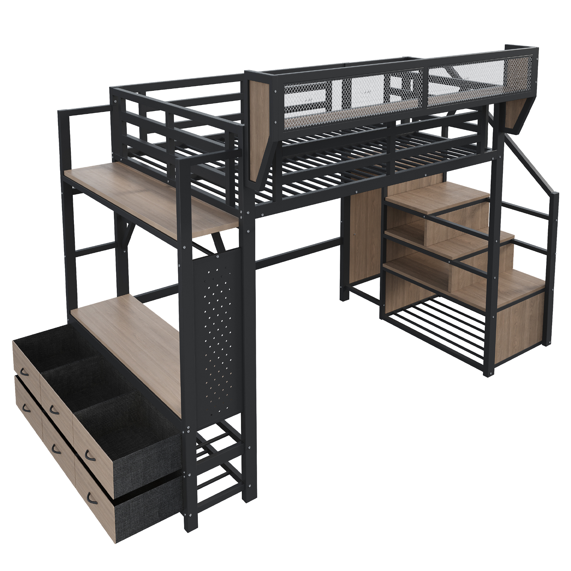 Lit mezzanine gain de place 283x145x191 cm en métal Noir - points forts 1