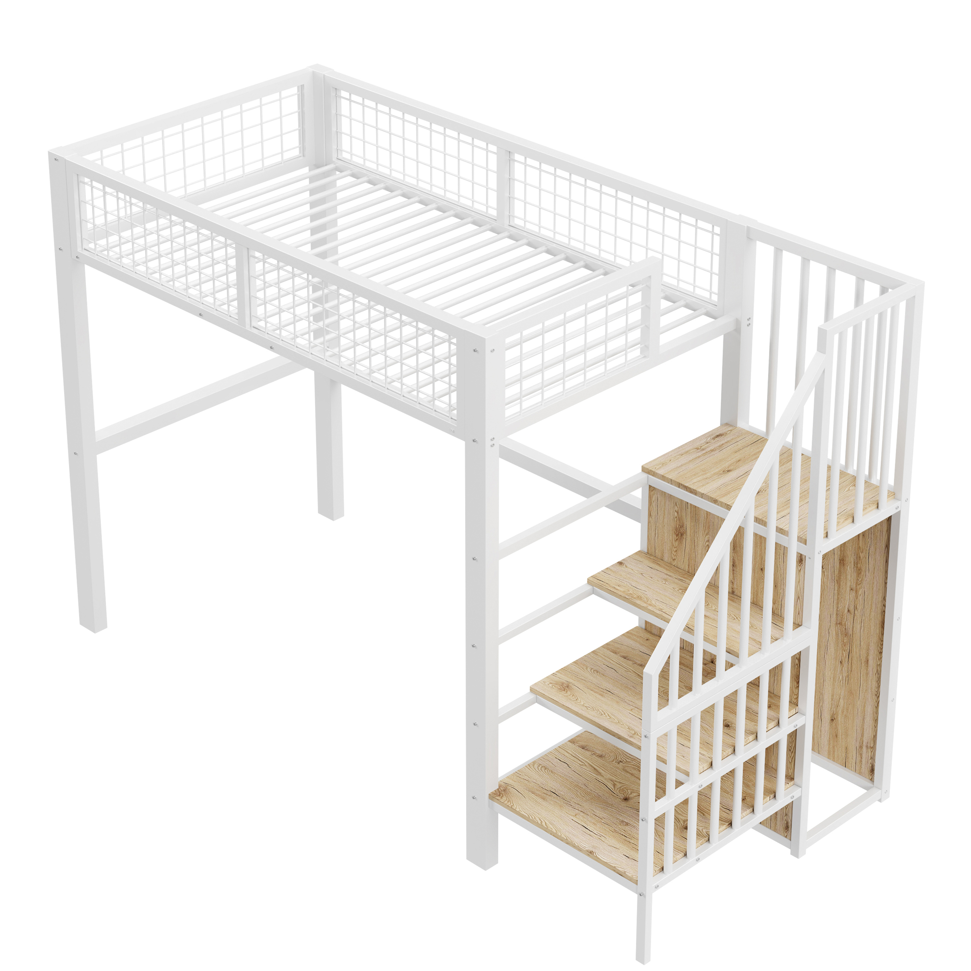 Lit mezzanine 90 x 200 cm en métal avec cadre en f - image 12