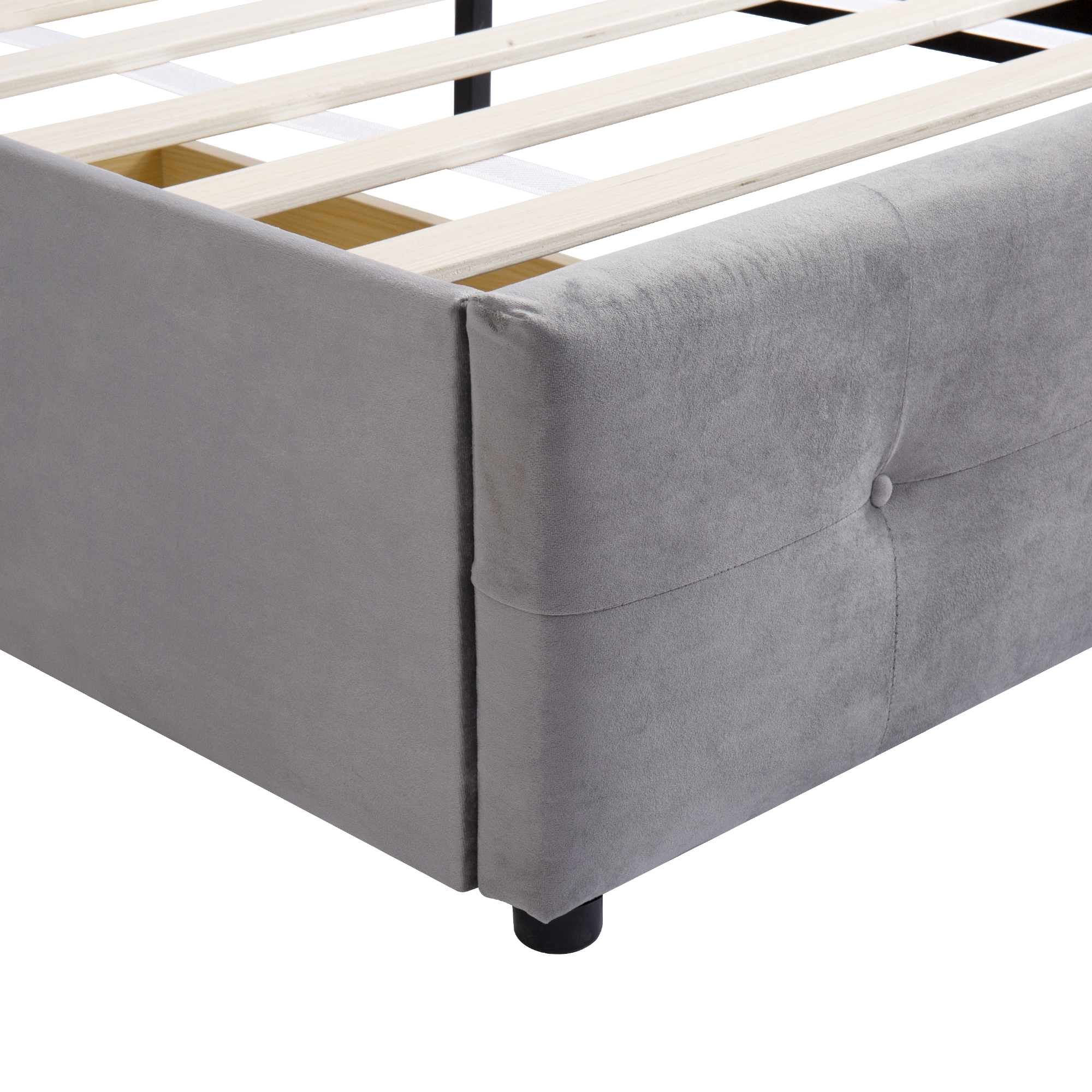 Lit plateforme classique avec tiroir, velours, cadre acier interne, pour enfant, ado et invité, pas de sommier nécessaire, rangement supplémentaire, design intemporel, confort et durabilité, style classique - image 12