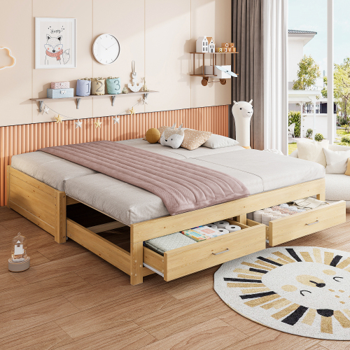 Deux tiroirs intégrés au lit banquette extensible