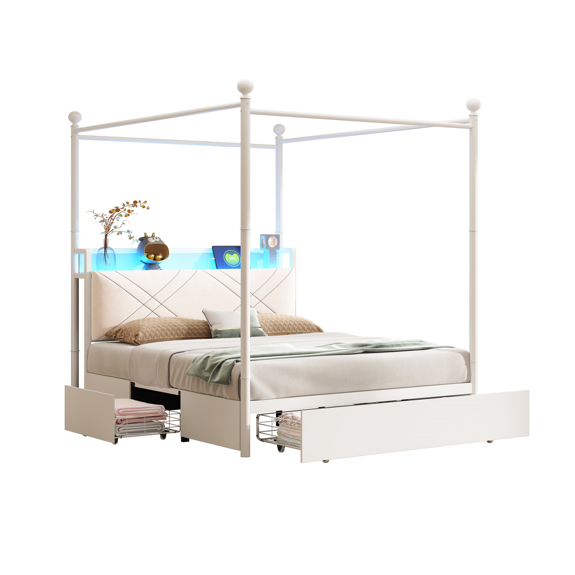 Design lit à baldaquin européen moderne blanc