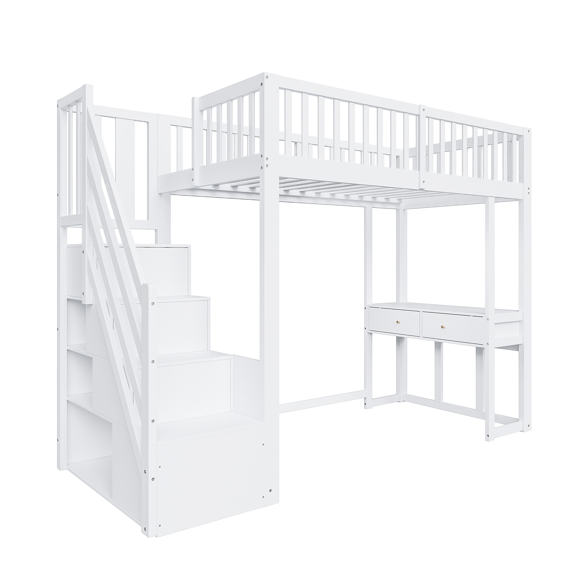 Lit mezzanine pin avec table multifonction (coiffeuse/ordinateur/travail), échelle-coffre sécurité, espace sous lit, pour enfant et adolescent, chambre et étude, gain de place, sécurité renforcée, stabilité, durabilité - image 11