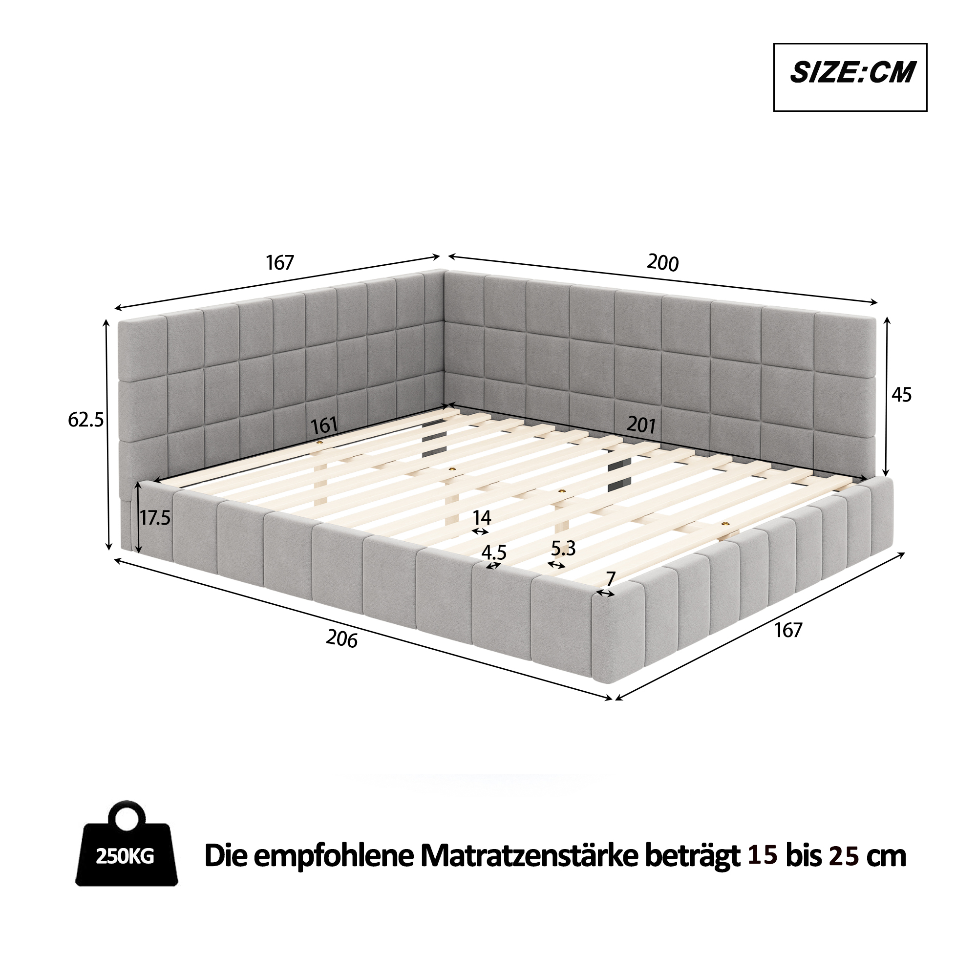 Lit canapé velours gris 160x200