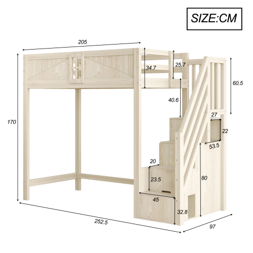 Dimensions du lit mezzanine enfant 90x200 cm