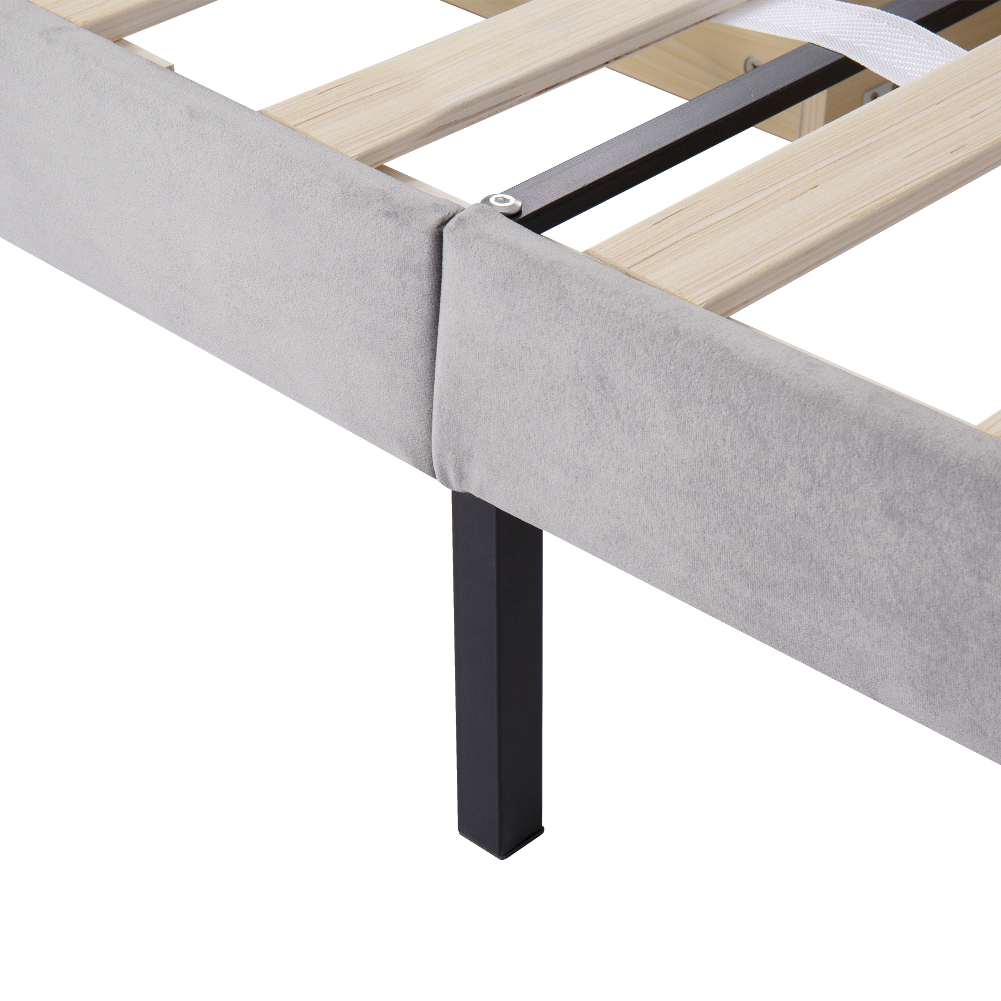 Lit plateforme classique avec tiroir, velours, cadre acier interne, pour enfant, ado et invité, pas de sommier nécessaire, rangement supplémentaire, design intemporel, confort et durabilité, style classique - image 15