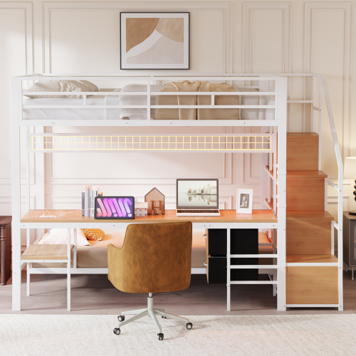 Bureau intégré avec prises électriques sous le lit mezzanine