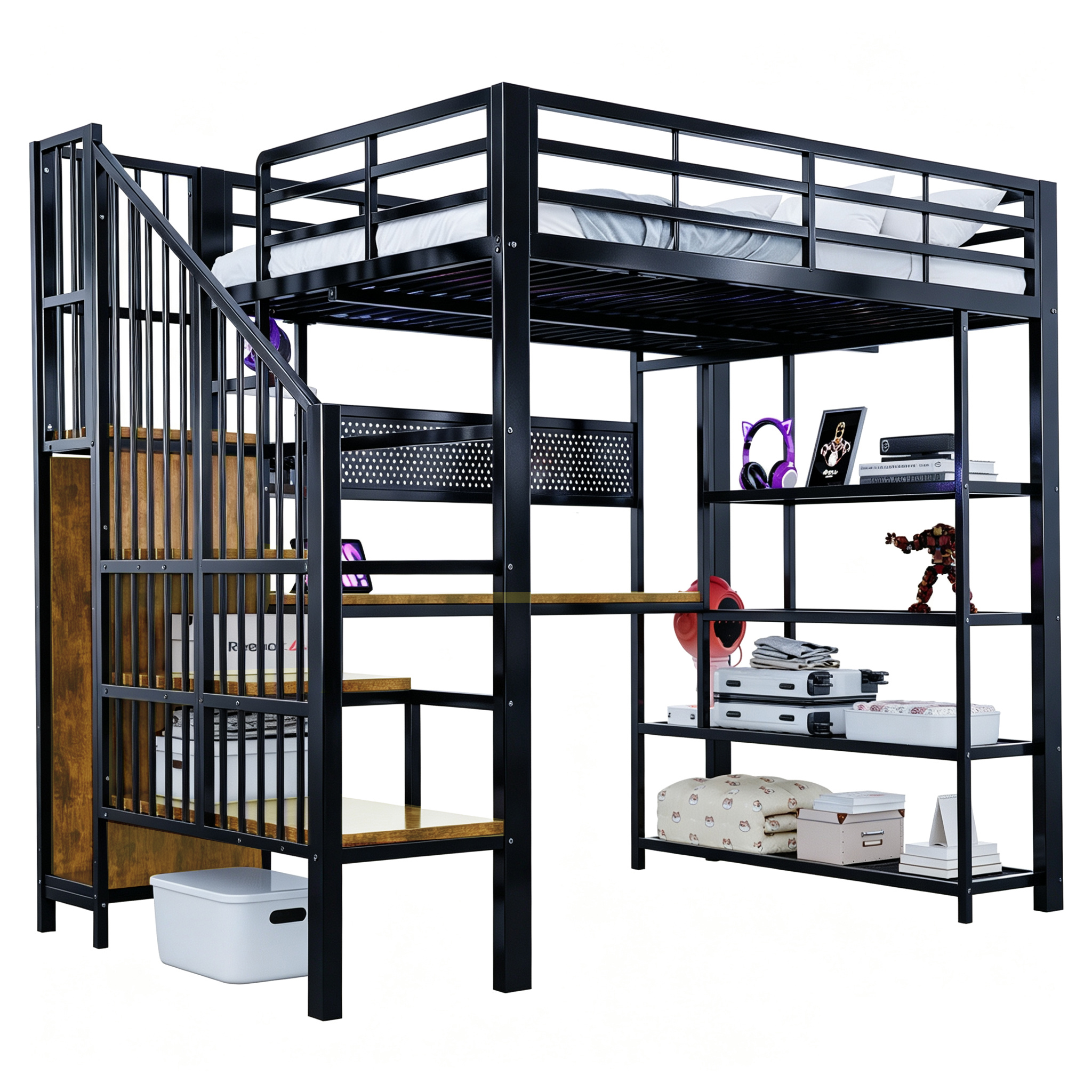 Design lit meuble haut moderne noir