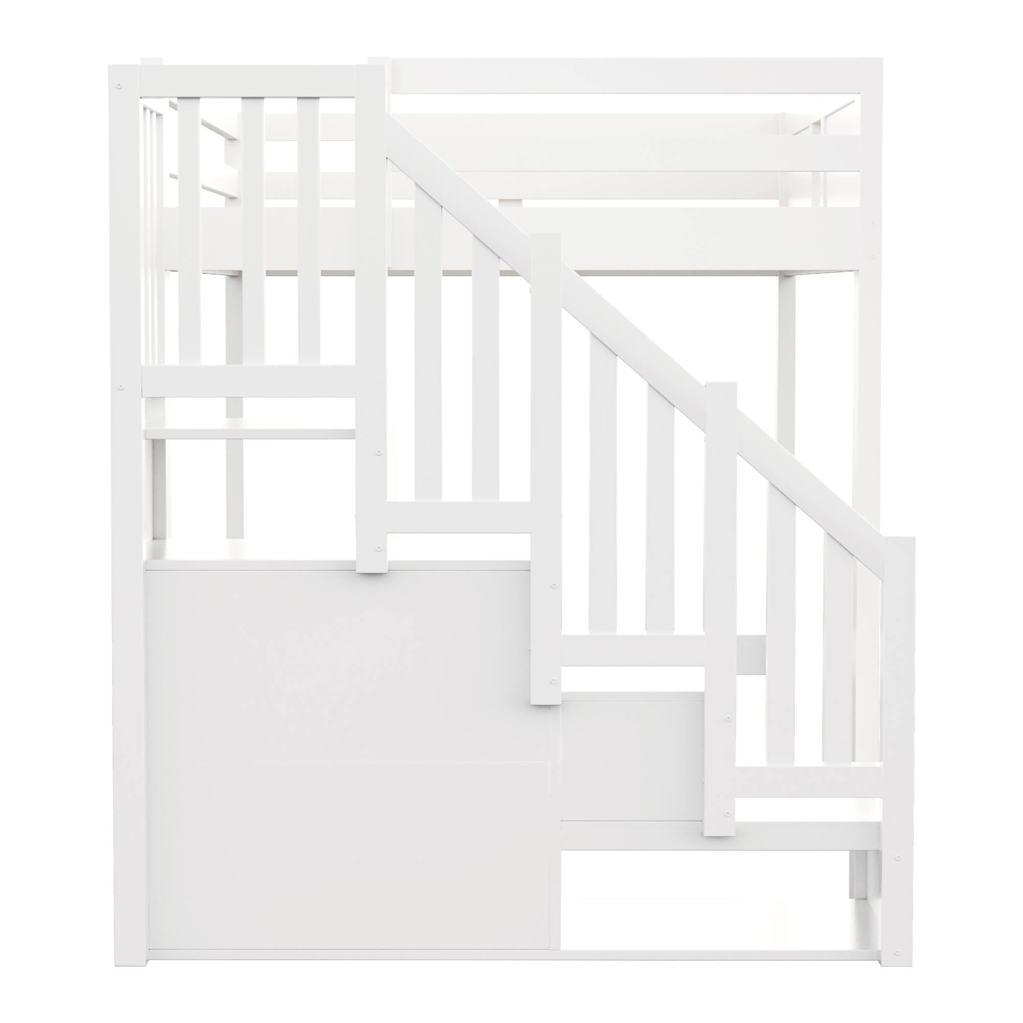 Lit mezzanine 140 x 200 cm avec bureau, échelle, LED, bois, Blanc - vue complémentaire