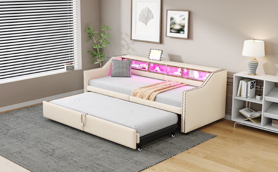 Canapé-lit en lin FSC avec lit escamotable 180×200 cm, pour salon et chambre, écologique, respirant, sommeil agréable, utilisation simple, design polyvalent, confort et durabilité, style naturel - image 17