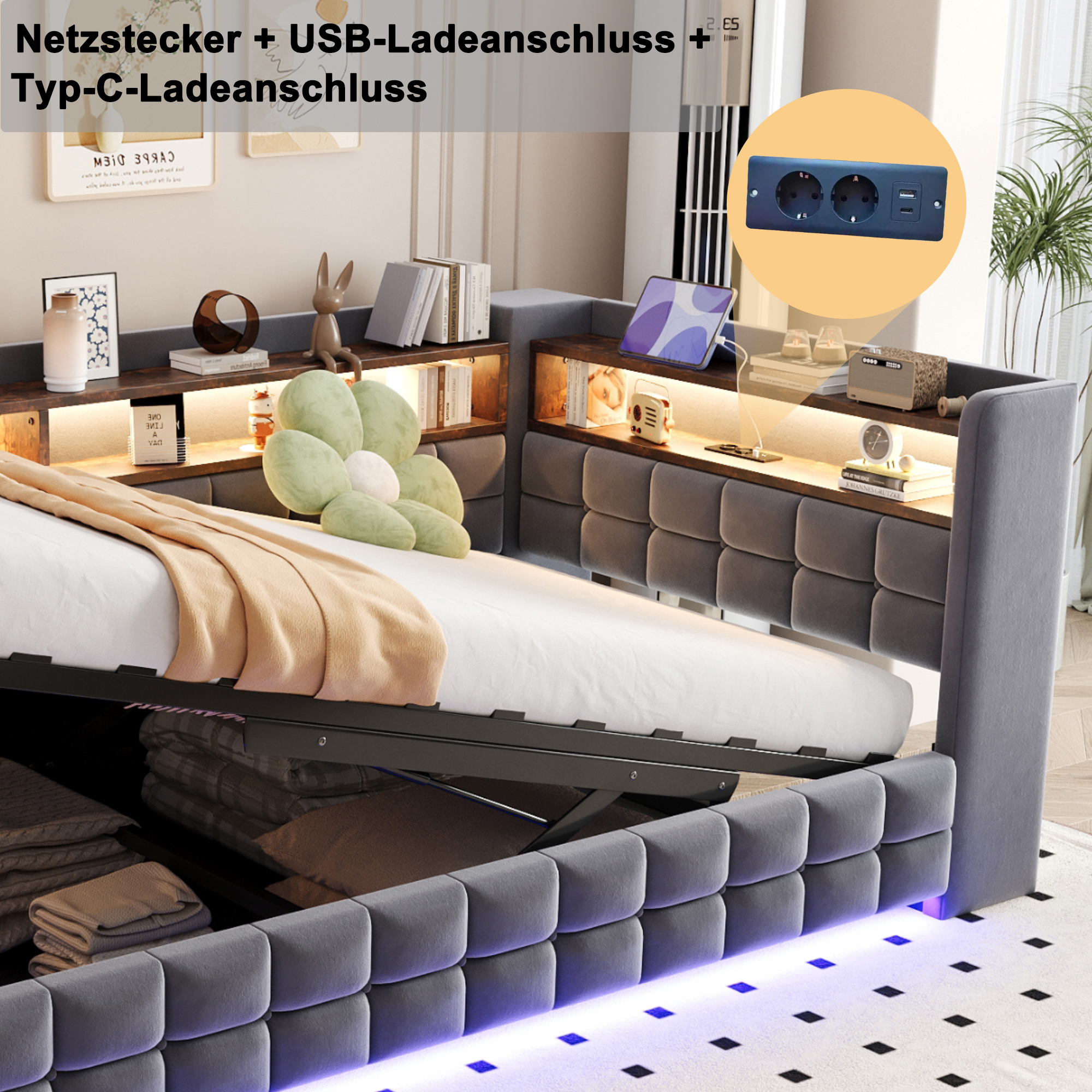 Détail du canapé convertible