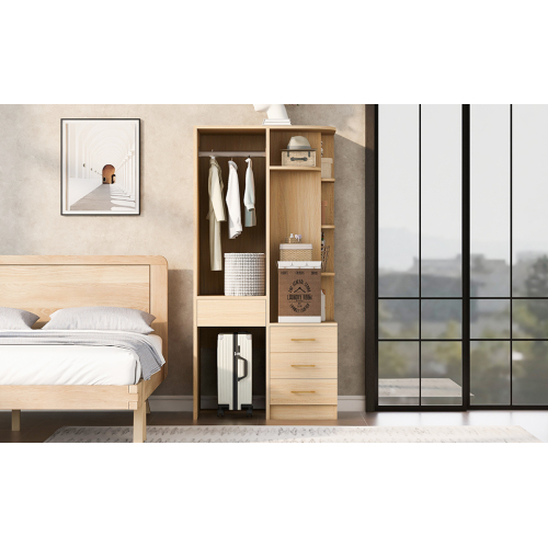 Armoire avec étagères et espace penderie