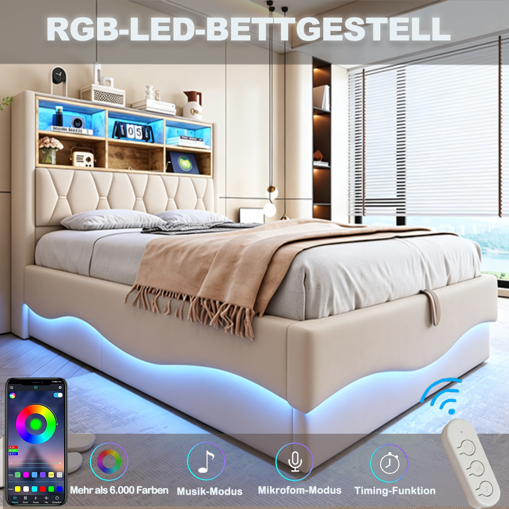 Éclairage LED intégré au lit