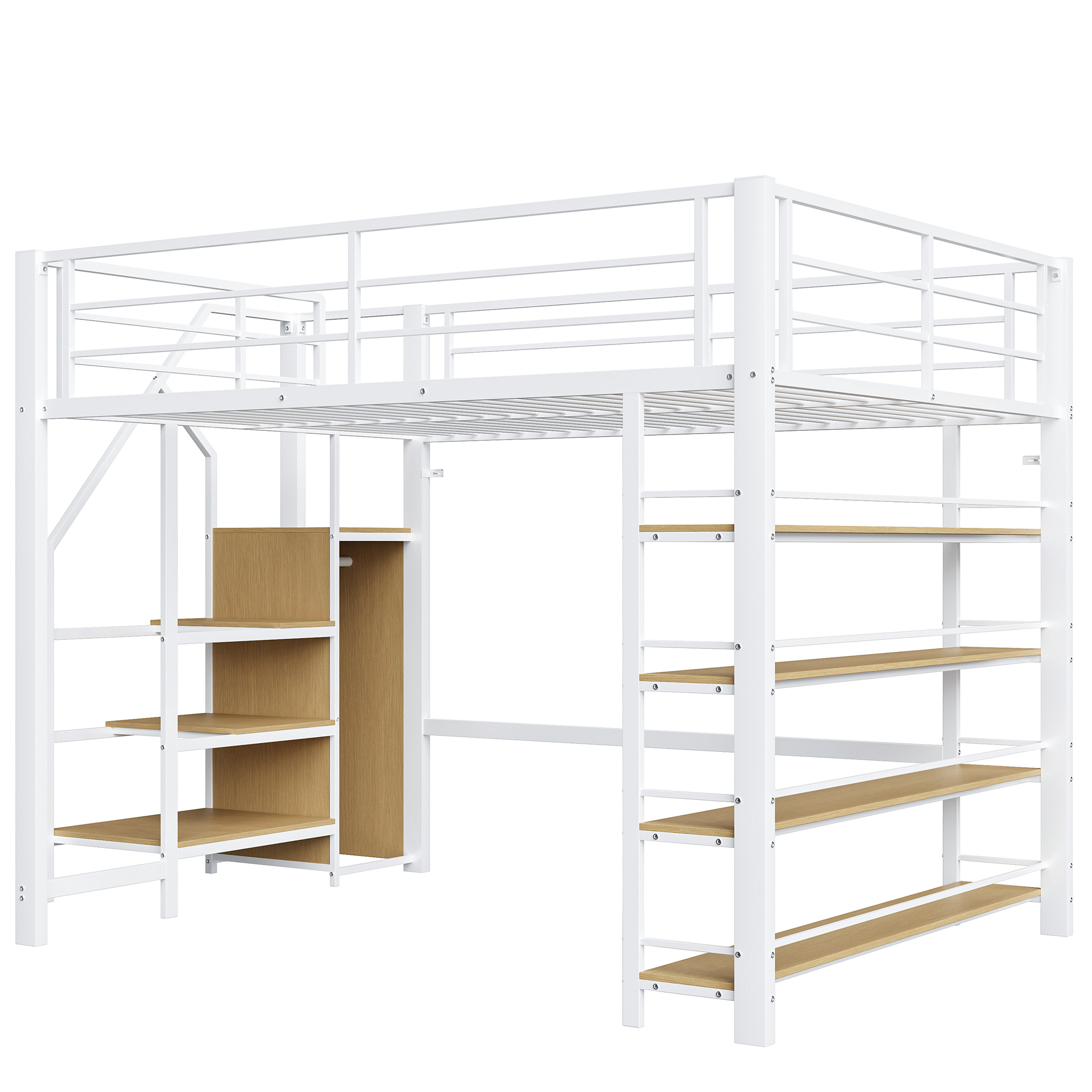 Lit mezzanine 140x200 cm gain de place 255x145x170,5 cm en métal Blanc - spécifications 1