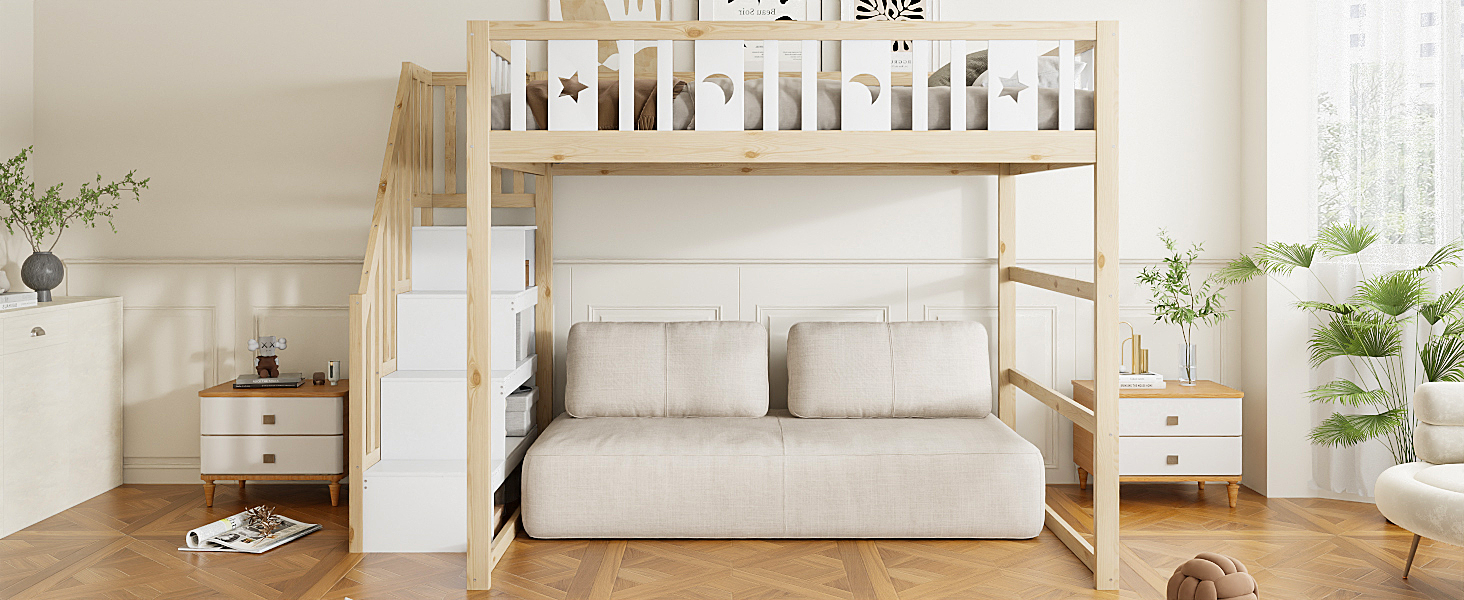 Lit mezzanine enfant en bois massif avec échelle l - image 12