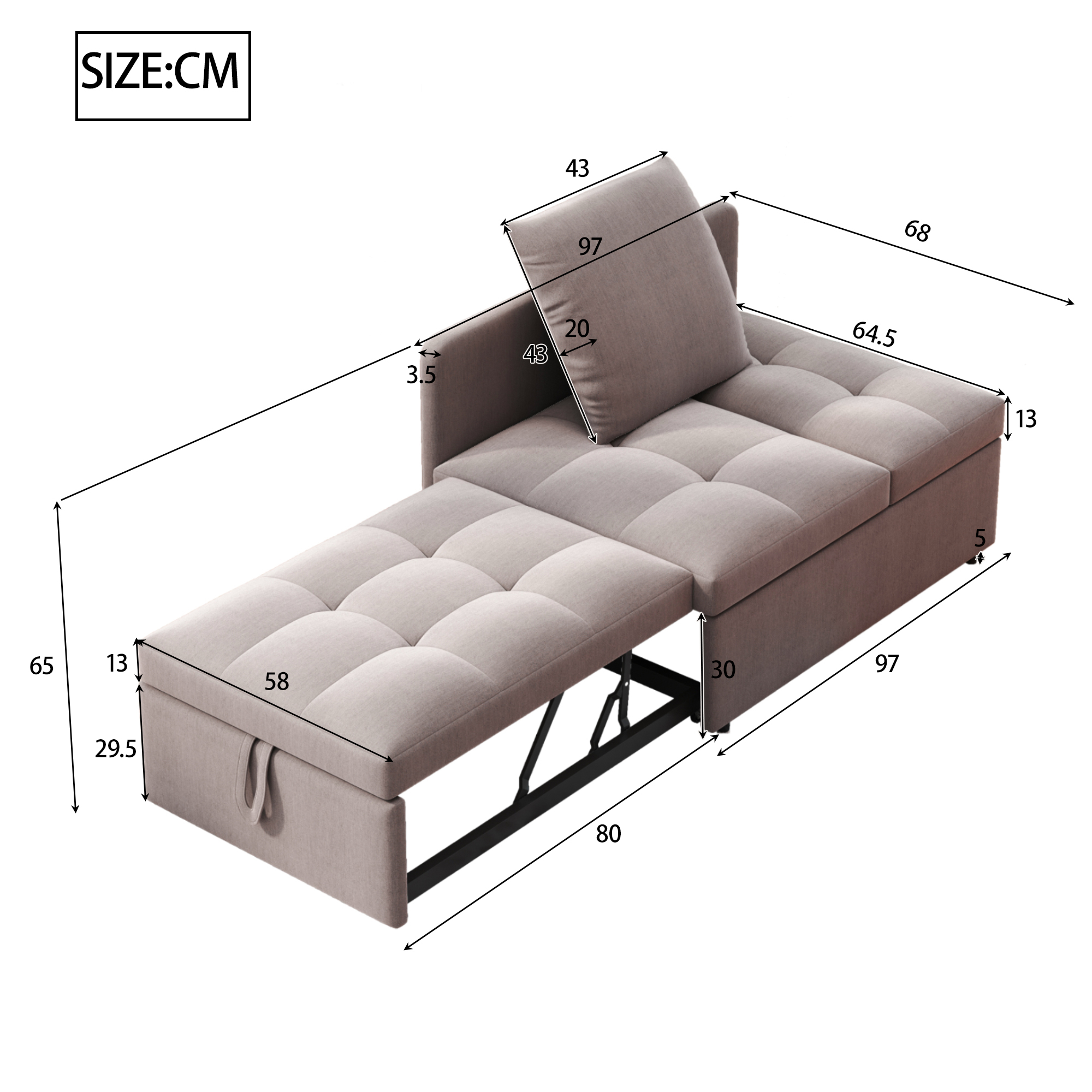 Dimensions du canapé convertible