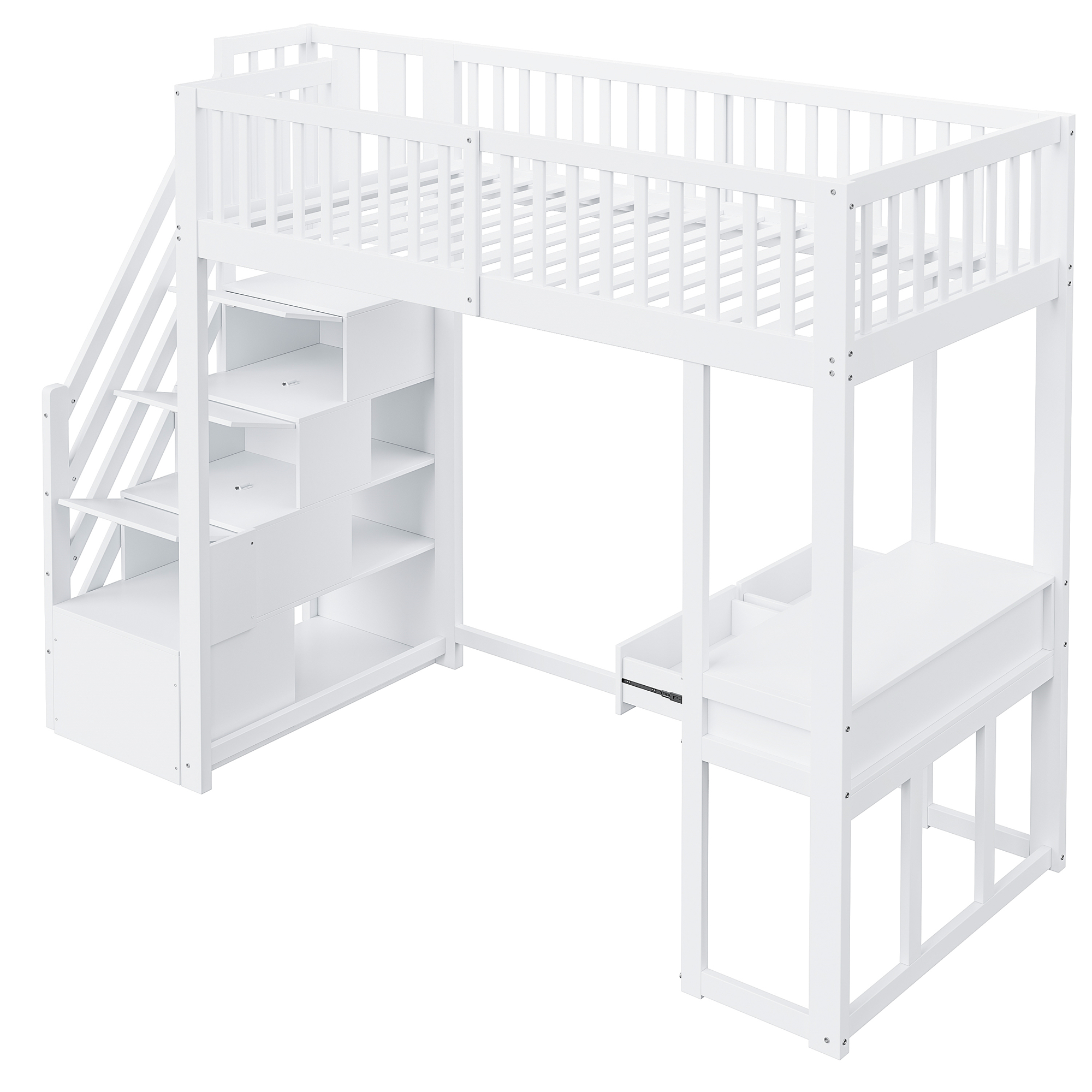 Lit mezzanine pin avec table multifonction (coiffeuse/ordinateur/travail), échelle-coffre sécurité, espace sous lit, pour enfant et adolescent, chambre et étude, gain de place, sécurité renforcée, stabilité, durabilité - image 12