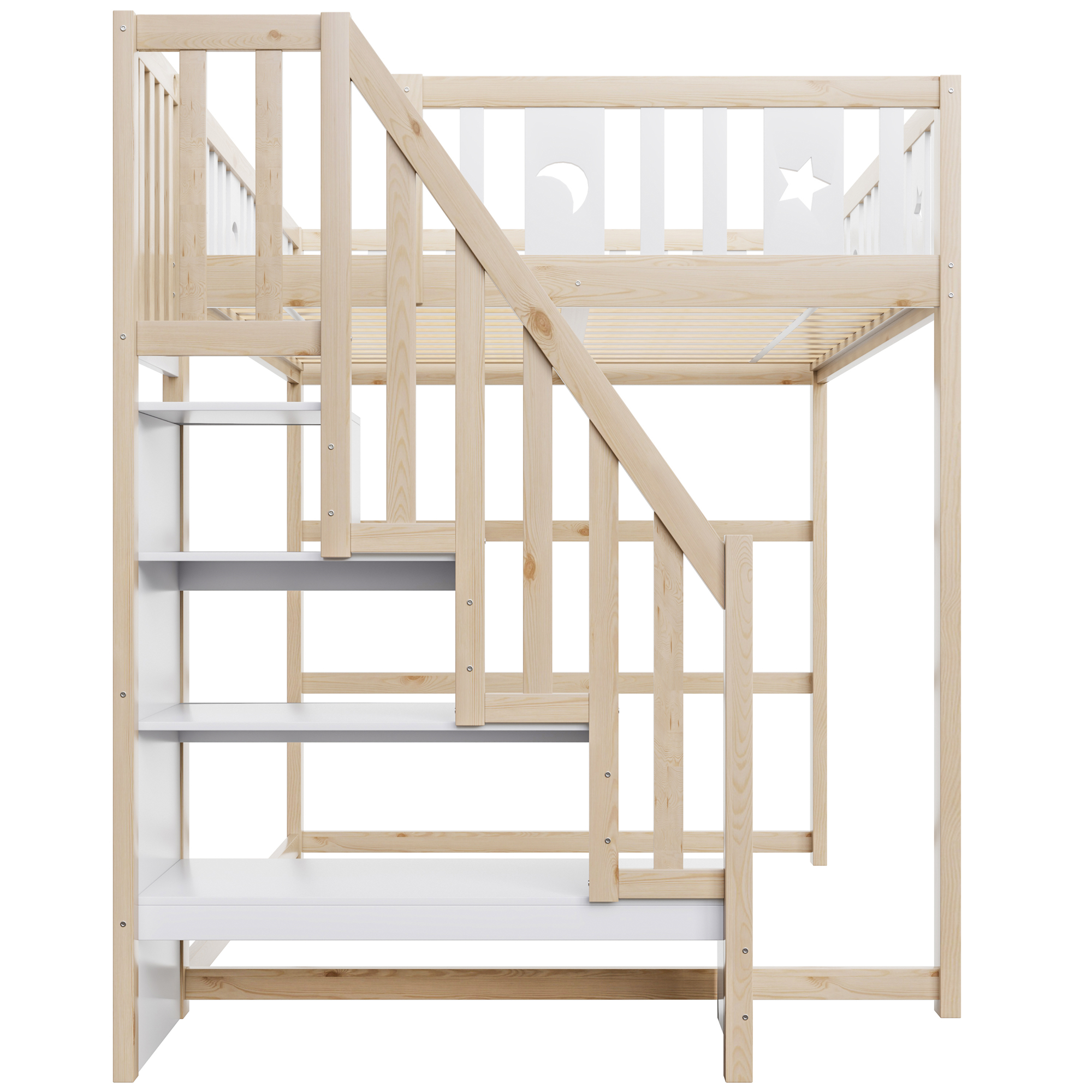Lit mezzanine enfant en bois massif avec échelle l - image 2