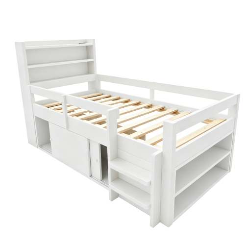 Structure en pin contreplaqué et MDF du lit multifonction