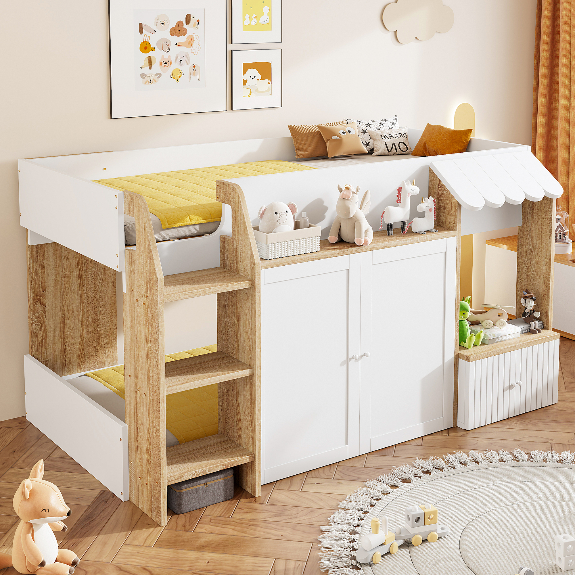 Kinderbett Hausbett 90x200,mit offenem Stauraum, m