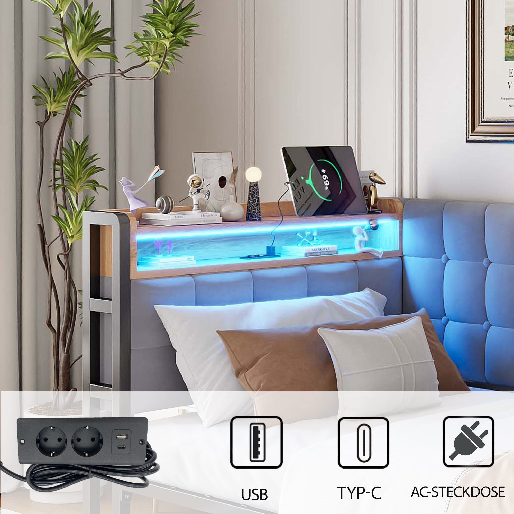 Banquette lit design moderne velours
