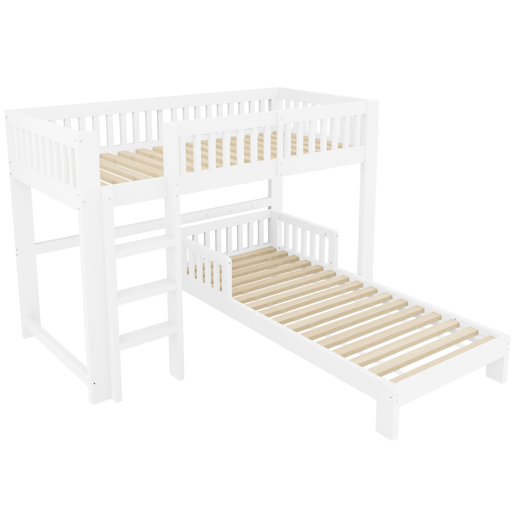 Lit mezzanine 90 x 200 cm avec LED, bois, Blanc - vue complémentaire