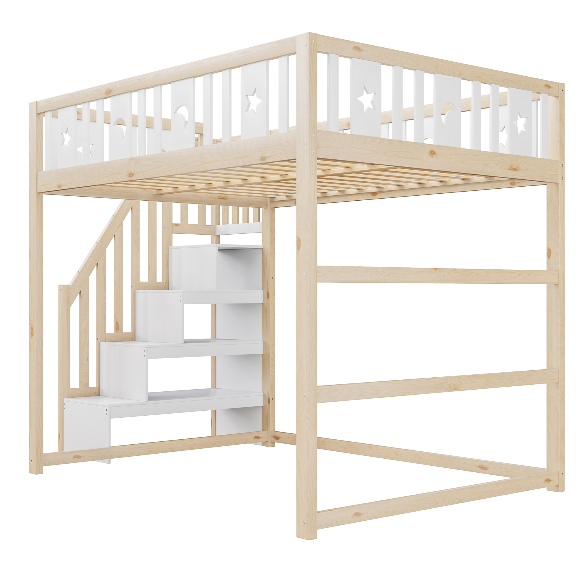 Lit mezzanine enfant en bois massif avec échelle l - image 4