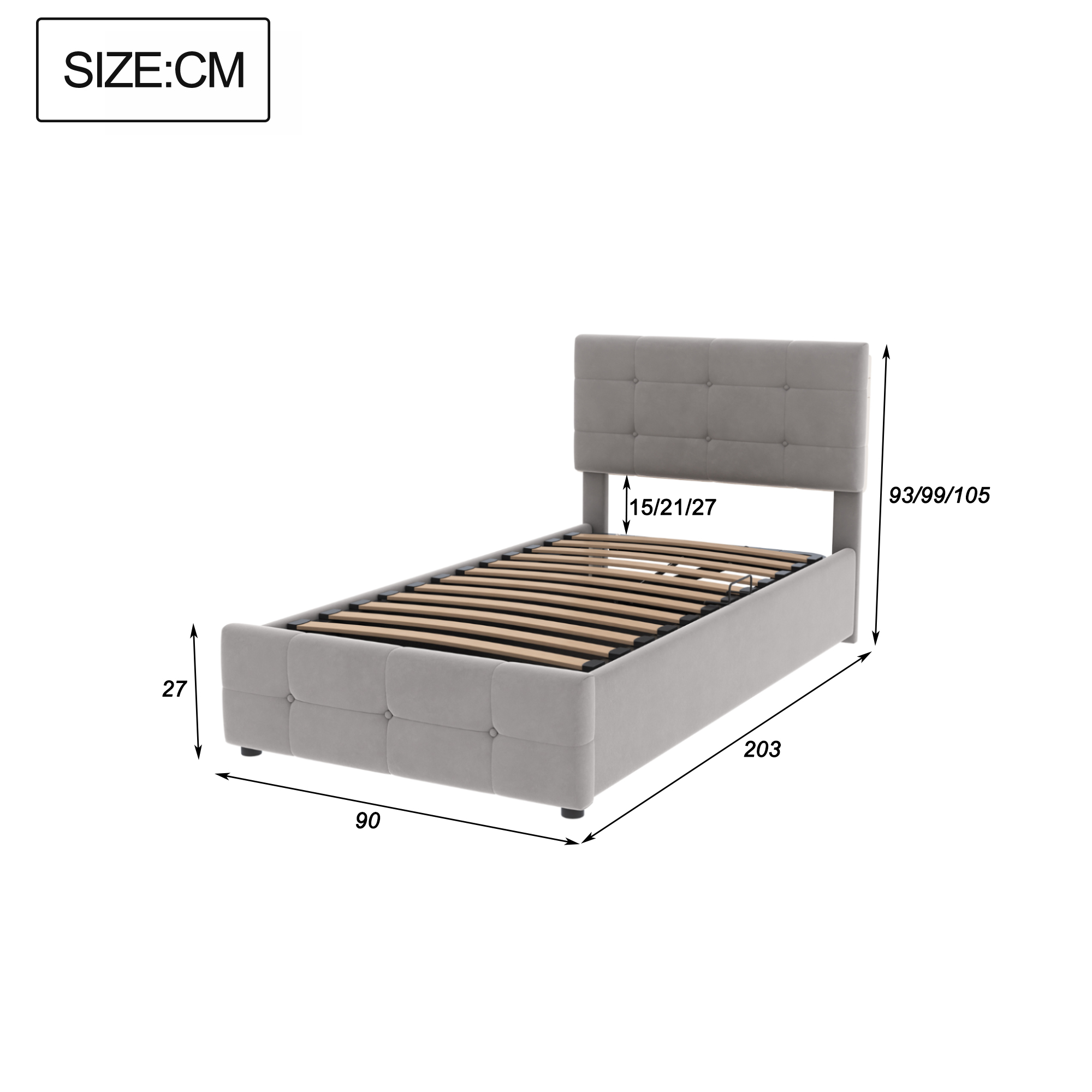 Dimensions du lit rembourré