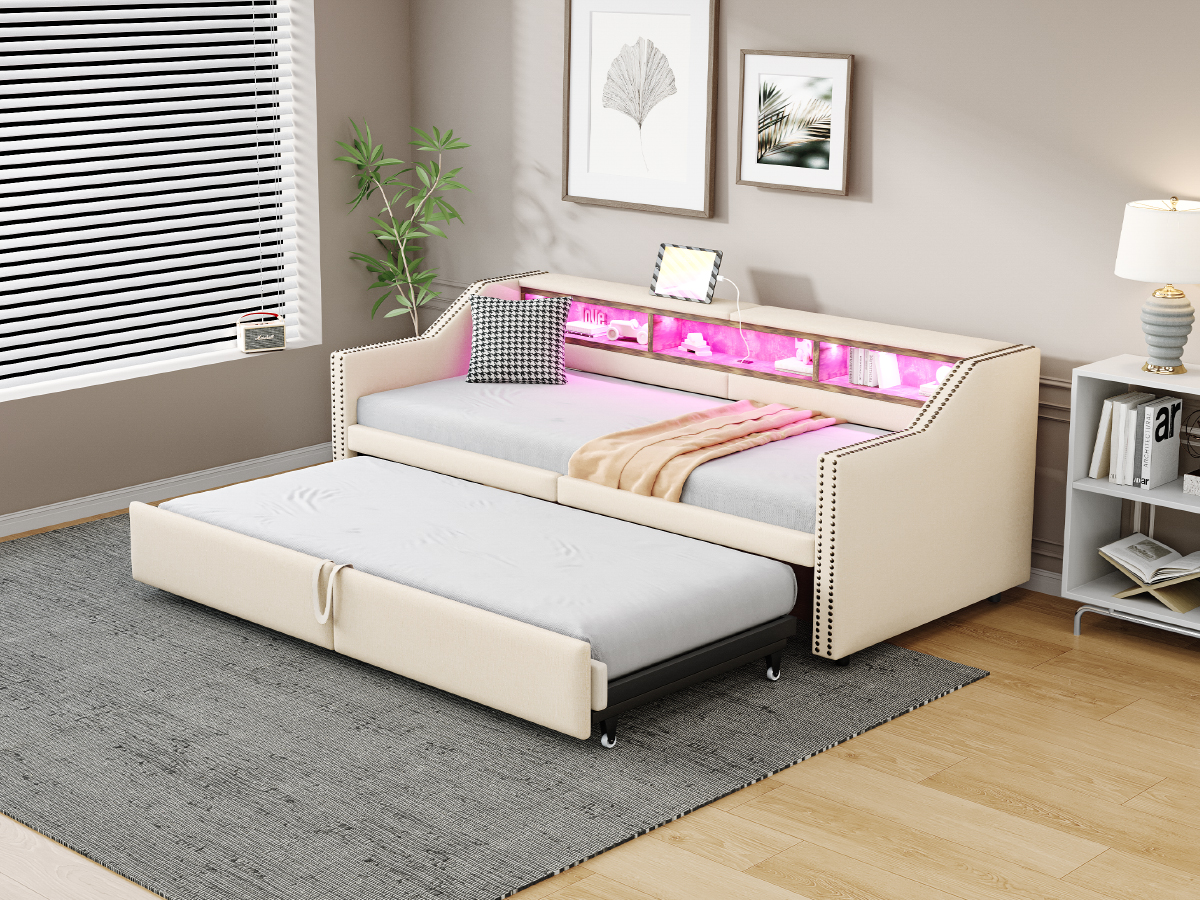 Canapé-lit en lin FSC avec lit escamotable 180×200 cm, pour salon et chambre, écologique, respirant, sommeil agréable, utilisation simple, design polyvalent, confort et durabilité, style naturel - image 14