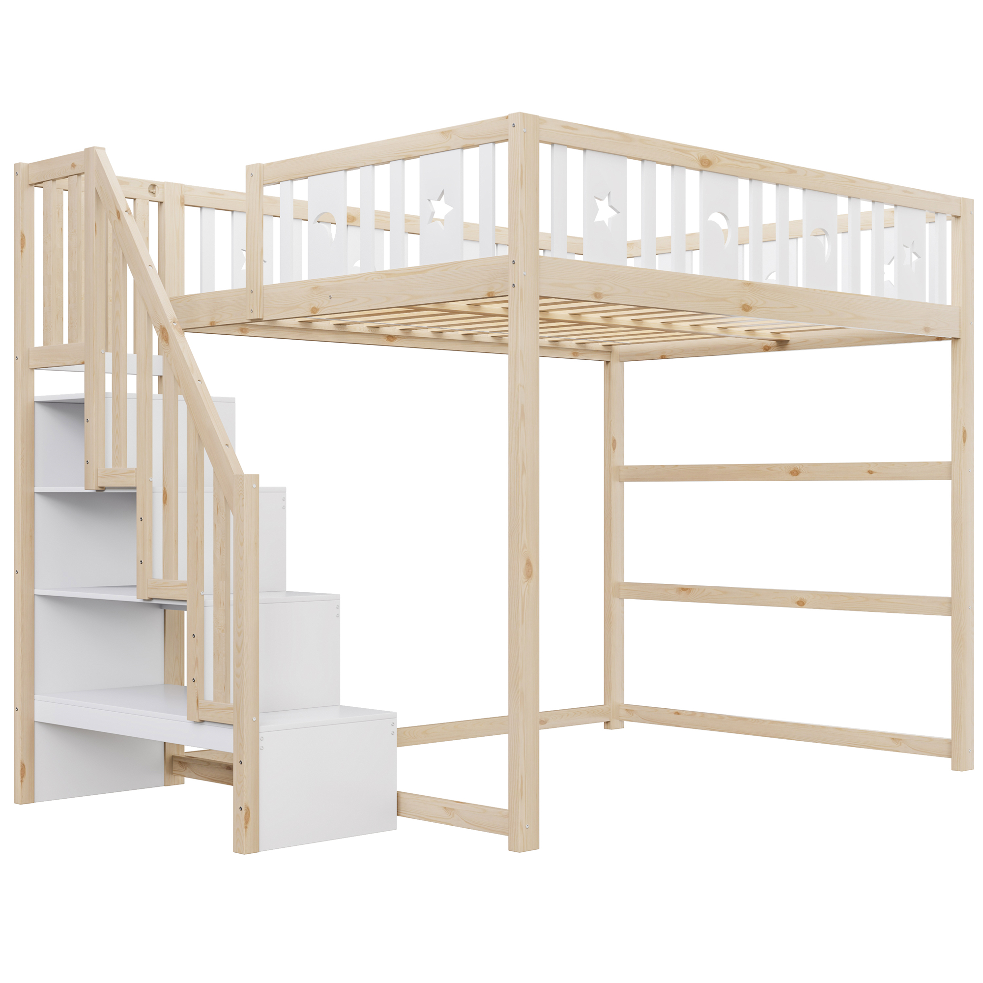 Lit mezzanine enfant en bois massif avec échelle l - image 3